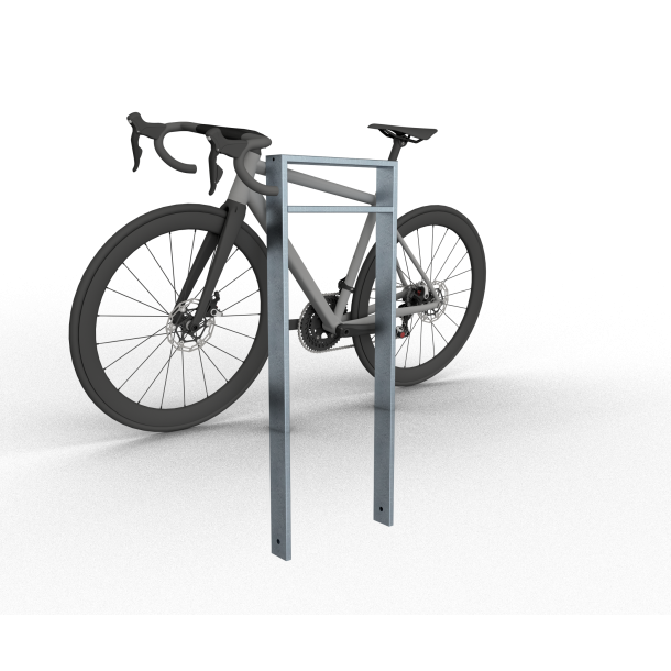 Lean-on hoop made of steel tube | Square tube, 80 x 20 mm | with cross bar (small distance) | total width: 450 mm | hot-dip galvanized